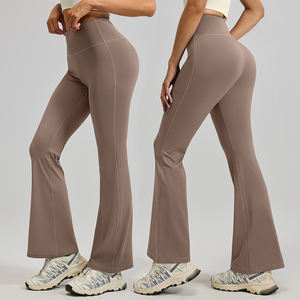 ハイウエストヒップリフティングフレアヨガレギンスヌードプラスサイズ通気性スポーツパンツ女性用 - Product Image 1