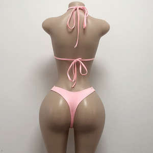 Tweedelig op maat gemaakt wit AB strass danspakje meisjes haltertop sexy string podium stripper outfit ballroom gemaakt van nylon - Product Image 4