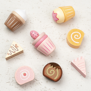 Ensemble de jeu d'imitation créatif en bois écologique pour service de thé de l'après-midi, avec mini chef, gâteau, pâtisserie et tour de gâteaux pour jeu de rô<span class=keywords><strong>le</strong></span> - Product Image 5