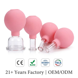 Ventouses de massage en silicone personnalisées pour la thérapie par ventouses, pour lifting du visage, lot de 4 ventouses faciales en verre - Product Image 1