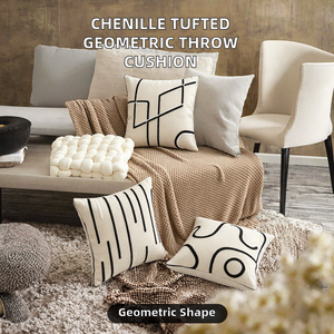 Nueva Funda de Cojín de Lujo Negra para Sofá Cama, con Diseño Geométrico de Chenilla a Rayas, Estilo Vintage y Portátil - Product Image 2