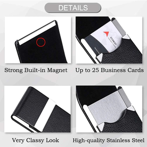Porta biglietti da visita in pelle sintetica sottile con custodia in metallo con caratteristiche RFID e chiusura magnetica per un massimo di 25 carte di Design a portafoglio corto - Product Image 6