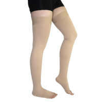 Bas de compression cuissardes à logo personnalisé pour varices et gonflements, à bout ouvert, 15-20 mmHg, soutien des jambes pour usage quotidien