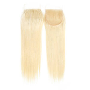 Cómo comprar en línea 4x4 HD Cierres Peluca rubia Frontal Color Rubio 613 Cierre de encaje recto Peluca de cabello humano Remy indio 4*4 - Product Image 1