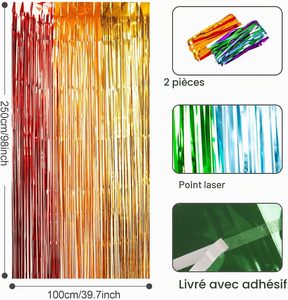 Festival Event Party Supplies 1*2M Multiple Size Colorful Metallic Foil Tinsel Fringe Door Curtain Wedding Backdrop Back School - Product Image 2