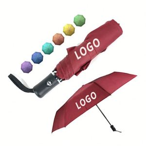 Parapluies pliants modernes à double auvent, poignée en plastique, logo personnalisé, tissu pongé 190T, 8 baleines, usage intérieur-extérieur, vente en gros à prix abordable - Product Image 1