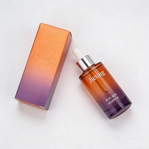 Luxury Colors Glass Dropper Bottle for Essential Oils 30ml 50ml <b>Flat</b> Shoulder Cosmetic Serum Packaging - Product Image 4