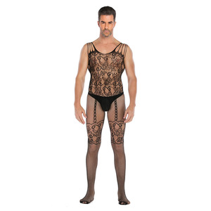 Private Label Bloemenmesh Zwarte Visnetkousen Heren Visnetkousen - Product Image 2