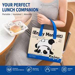Sac isotherme Panda pour plats à emporter, en film aluminium et tissu non tissé, portable, personnalisable avec logo, pour la restauration, le café et les jus - Product Image 2