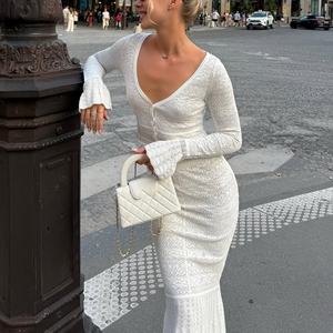 เดรสลำลองทรงเข้ารูปปักลายดอกไม้ฉลุลายสวยหรูสำหรับผู้หญิงรุ่นใหม่ล่าสุดประจำปี 2025 เหมาะสำหรับใส่ในช่วงฤดูร้อนและใส่ได้ทุกวัน - Product Image 1