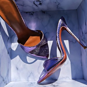 Eleganti Sandali da Donna con Tacco Alto Sottile e Suola Rossa, Ciabatte Leggere Super Alte Viola - Product Image 2
