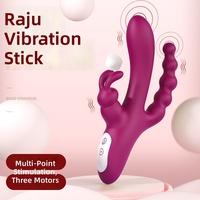 Vibrateur Rose pour femmes, jouet de masturbation féminine, perles vibrantes pour point G et anus, plug en silicone + ABS, étanche