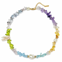Collier de perles en pierres naturelles arc-en-ciel originales, améthyste, citrine, péridot, perle d'eau douce baroque, fermoir doré, bijoux personnalisés