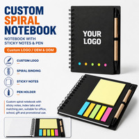 Carnet à spirale personnalisé pour entreprise, notes adhésives noires, stylo signature, carnet à spirale de bureau, usine de carnets à spirale