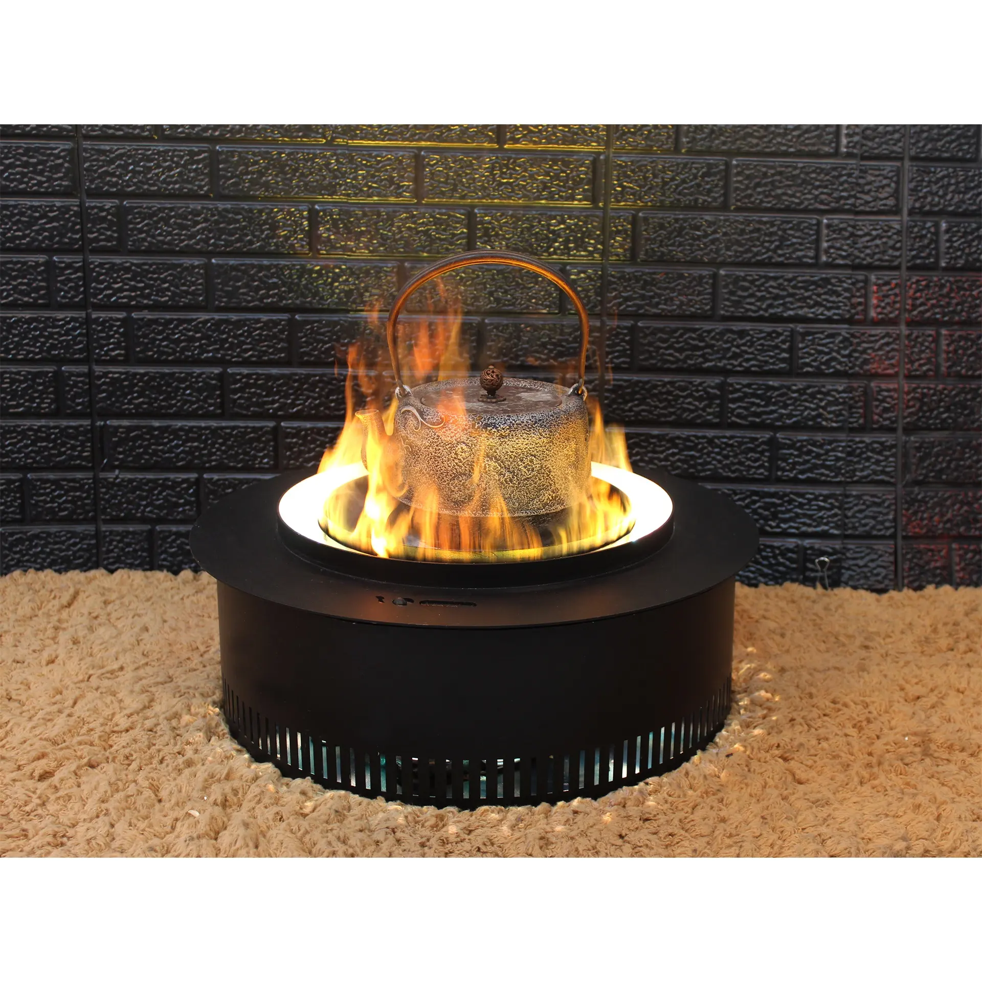 58Cm Diameter Waterdamp Elektrische Haard Fire Kom Stoom Vlam Effect Ronde Vorm Water Vuur Decoratie Kolom Vorm