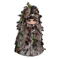 Masque facial 3D à motif feuillage, cagoule tactique légère en polyester pour la chasse en extérieur