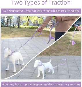Wisedog Correa para perros con doble asa-Dos asas acolchadas suaves con control de tráfico, longitud ajustable para perros medianos y grandes (Lila - Product Image 5