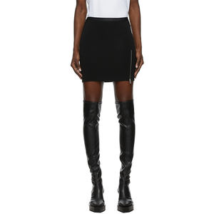 <span class=keywords><strong>Jupe</strong></span> courte en <span class=keywords><strong>jersey</strong></span> sport avec ceinture <span class=keywords><strong>élastique</strong></span> noire personnalisée Minijupe zippée pour femmes pour filles - Product Image 3