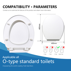 Asiento de Inodoro Universal de PP con Cierre Suave y Liberación Rápida, Asiento Ovalado para Inodoro, Cubierta Blanca para Baño, Compatible con la Mayoría de los Inodoros Estándar - Product Image 2