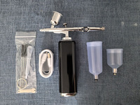 Kit aérographe rechargeable à double action avec piston en cuivre à connexion rapide, mini compresseur facile à installer pour la décoration des ongles et des gâteaux