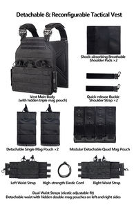 Gilet tactique multifonctionnel, utilitaire, pour la chasse en plein air, l'entraînement, à libération rapide, imperméable, avec poche pour chargeur - Product Image 3