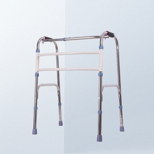 Déambulateur Lan Hong en acier inoxydable blanc, barre parallèle réglable pour personnes âgées et handicapées - Product Image 1