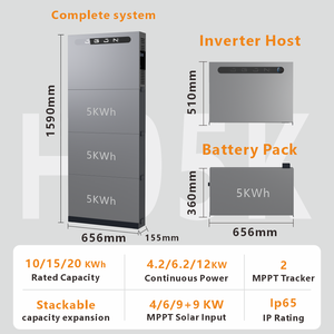 Batterie de stockage empilable H05k 5kWh à 20kWh 48V 51.2V 100Ah 200Ah pour alimentation de secours domestique tout-en-un avec hybride CE H05k Ultra Mince - Product Image 6