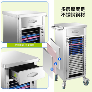 Medical stainless steel medical <b>record</b> cabinet, medical <b>record</b> folder trolley, filing cabinet, thickened patient document rack, - Product Image 3