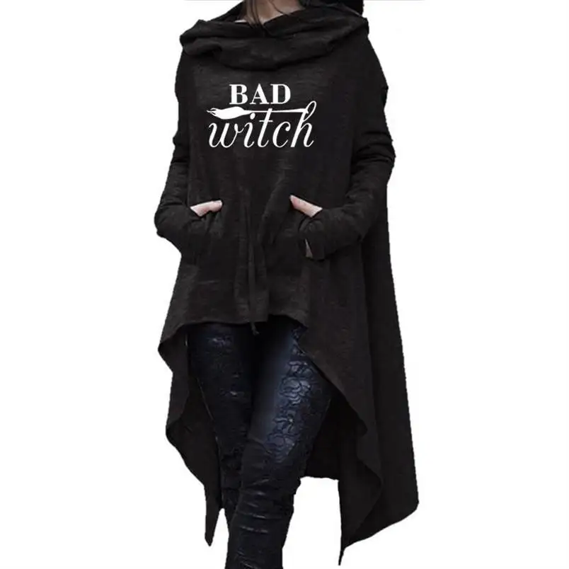 Bad Witch Letters Printed Hoodie Casual Long Sleeve Pullover Halloween Tops hoodies custom logo sweatshirt clothing