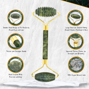 Ensemble de pierres de massage certifiées de marque Xiuyan Green, mini rouleau de <span class=keywords><strong>jade</strong></span> Gua Sha pour le visage, avec logo, vente en gros - Product Image 6