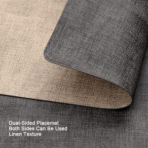 Myir JUN Dual Sided Faux Leather Square <strong>Placemats</strong> <strong>Set</strong> <strong>of</strong> <strong>6</strong> Non-Slip &amp; Washable (Gray Beige) Indoor/Outdoor Use - Product Image 4