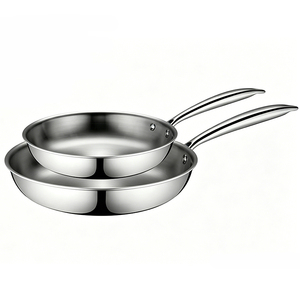 Poêle à frire en acier inoxydable triple couche non revêtue, compatible induction, pour chef, poêle à frire, compatible four/lave-vaisselle, poignée anti-chaleur, chaleur uniforme - Product Image 1