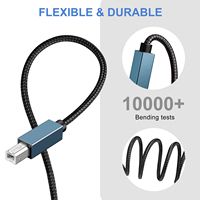 1M 2M 3M Kabel Cetak Usb2.0 Transfer Data Usb2.0 Ke Kabel Printer Pemindai Tipe-b untuk Komputer Laptop