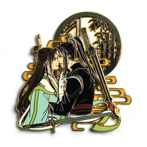 2026 Direct usine Personnage d'anime personnalisé Épinglette en émail nacré avec impression épée à paillettes en verre teinté et technique de placage - Product Image 1