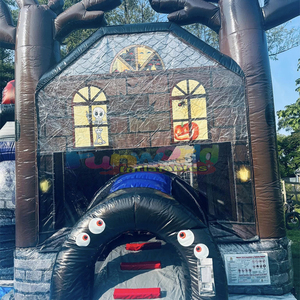 Castillo inflable grande para fiestas infantiles al aire libre, con tobogán, temática de Halloween, casa inflable con diseño de casa embrujada. - Product Image 3