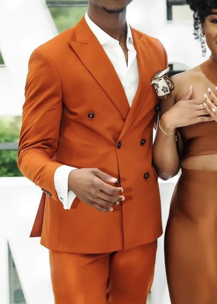 Burnt Orange Men's Suits - Double Breasted Groomsmen Tuxedos