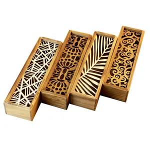 Custom Creative Laser Engraved Wooden Pen Box Wooden Pen Holder Wooden Pen Box