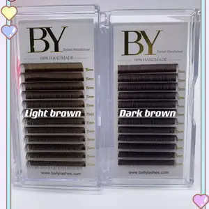 BY Volume Lash Extensions Light Brown Dark Brown Colored Lashes Supplies Private Label Individual Eyelash Extensions