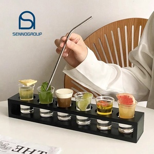 Ensemble de verres <span class=keywords><strong>à</strong></span> liqueur personnalisables Support en bois Mini gobelet 1 oz Verre <span class=keywords><strong>à</strong></span> liqueur Tequila avec vitrine Plateau en bambou - Product Image 1
