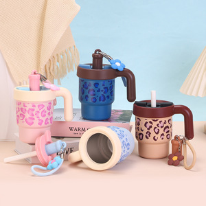 Mug isotherme en acier inoxydable 316 à grande capacité avec poignée, motif léopard créatif, style mignon et esthétique - Product Image 2