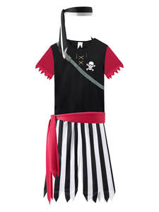 Costume da Cosplay da pirata a righe di carnevale Costume da pirata da ragazzo con cintura e fascia vestiti da festa pirata - Product Image 6