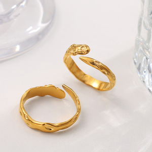European Style Gold <b>Ring</b> 7mm Irregular Opening Geometric Design Unisex Jewelry Gift - Product Image 2