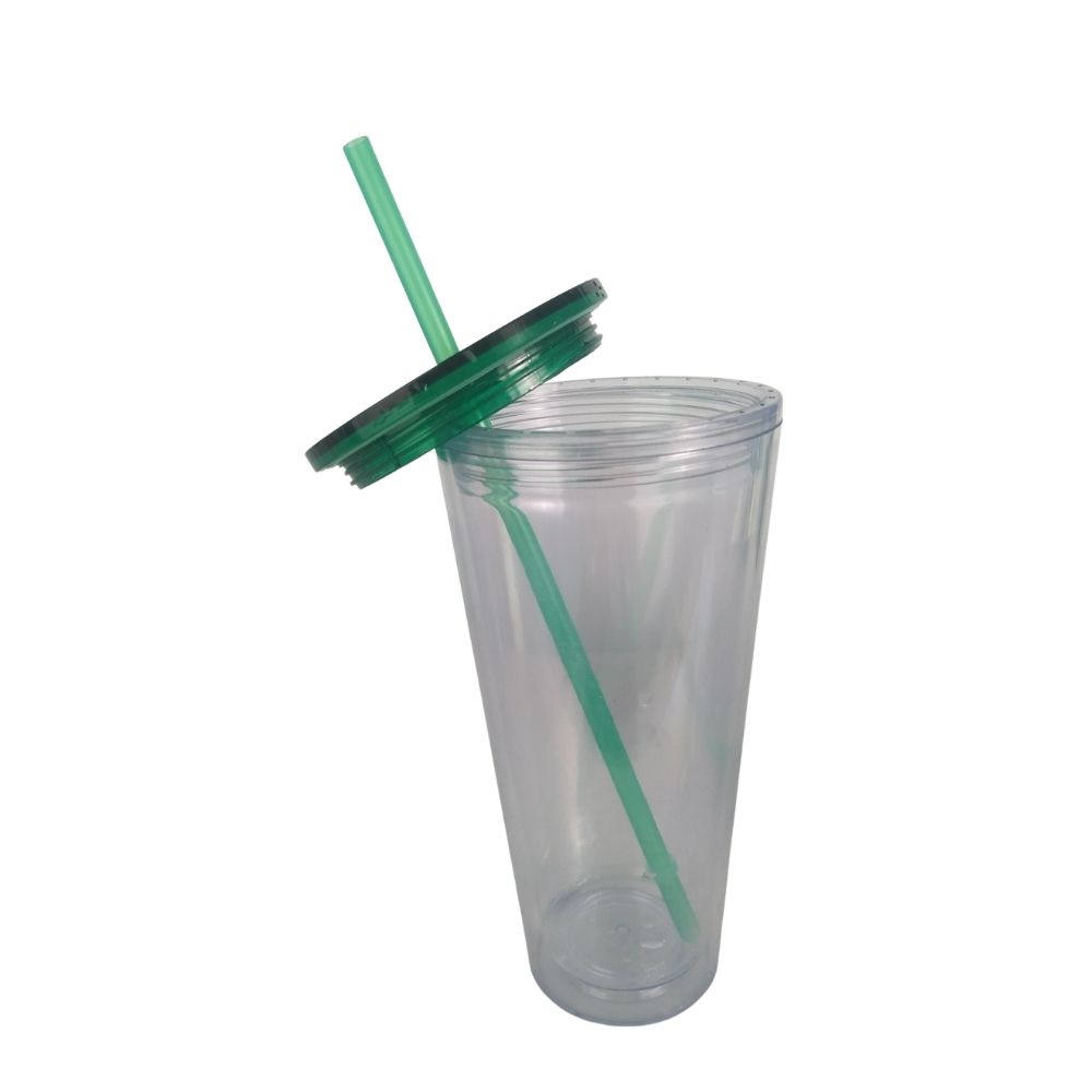 20oz Free Reusable Clear Plastic Cup Design Plastic Mug Custom Logo Transparent Double Wall Plastic Cold Cup Tumbler