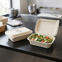 Boîte à lunch biodégradable en amidon de maïs JIAHUI, boîte bento jetable, boîte à emporter carrée, récipient alimentaire pour salade, moule personnalisé