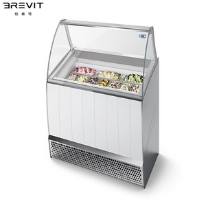 Petit réfrigérateur de présentation pour gâteaux et desserts, en verre et acier inoxydable, à température unique, avec refroidissement pour crèmes glacées - Product Image 1