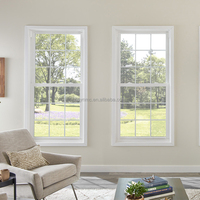 Fenêtre à double battant en aluminium, coulissante verticalement et inclinable, avec grille décorative pour maison résidentielle - Offre Spéciale