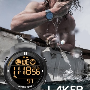 Montre de sport étanche NORTH EDGE pour homme, 50 m, podomètre, chronomètre, moniteur de fréquence cardiaque, bracelet compatible Android et iOS - Product Image 5