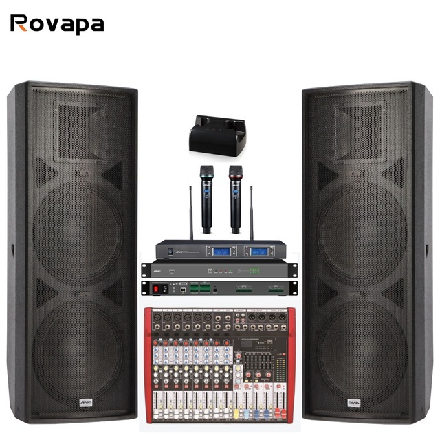 Dual 15 Inch 600W Passive Subwoofer Professional Full Range Speaker for Stage Wedding DJ High Power Hi-Res Audio Bass Sound