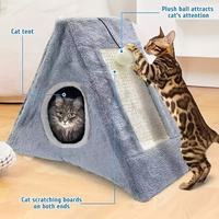 Nouveau Nid pour Chat Triangulaire en Sisal Écologique, Pliable et Créatif, Double Usage, Griffoir Triangulaire à Motif Uni, Confortable