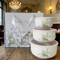 Ensemble de 3 bols à riz en porcelaine, coffret cadeau fraîcheur, couleur personnalisable, compatible lave-vaisselle et micro-ondes, vente chaude
